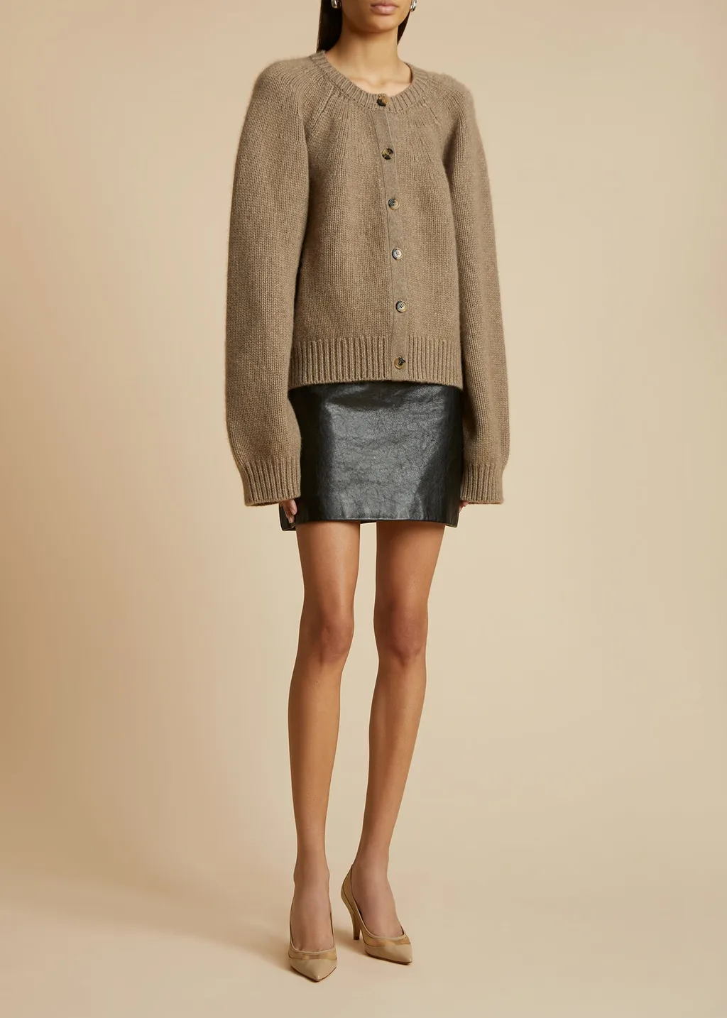 Khaite The Jett Zipped Leather Mini Skirt