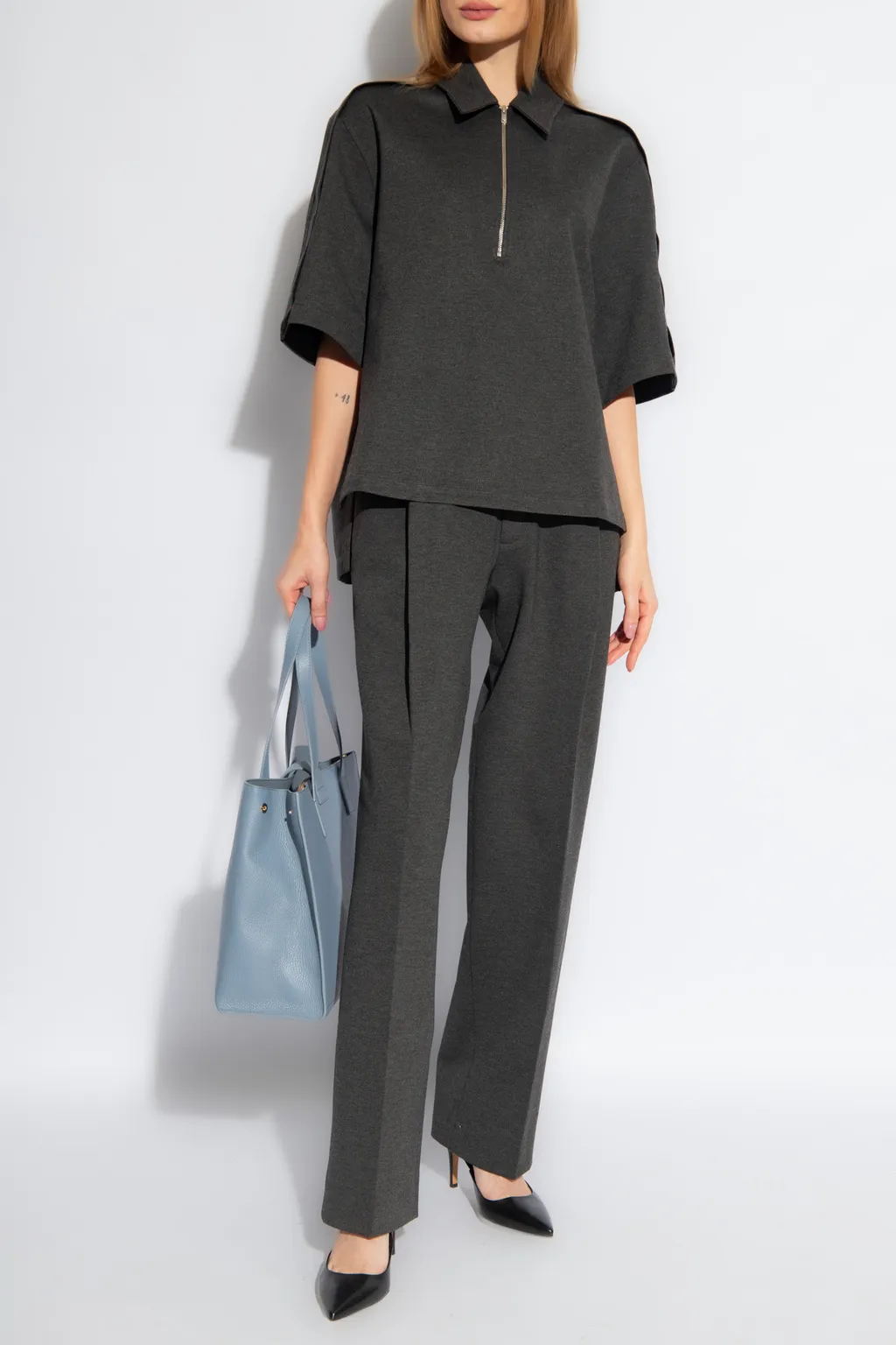 Pleated Straight-Leg Trousers