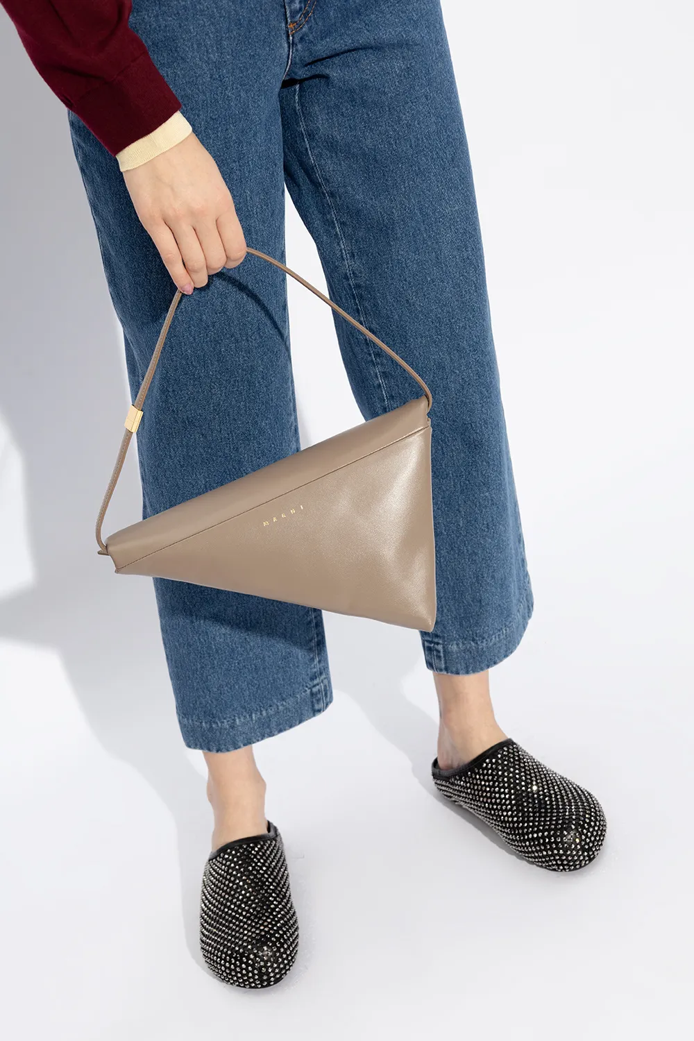 Marni Prisma Logo Embossed Shoulder Bag