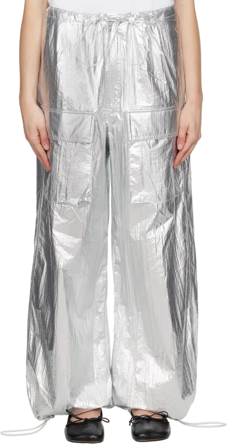 Drawstring-Fastening Metallic Trousers