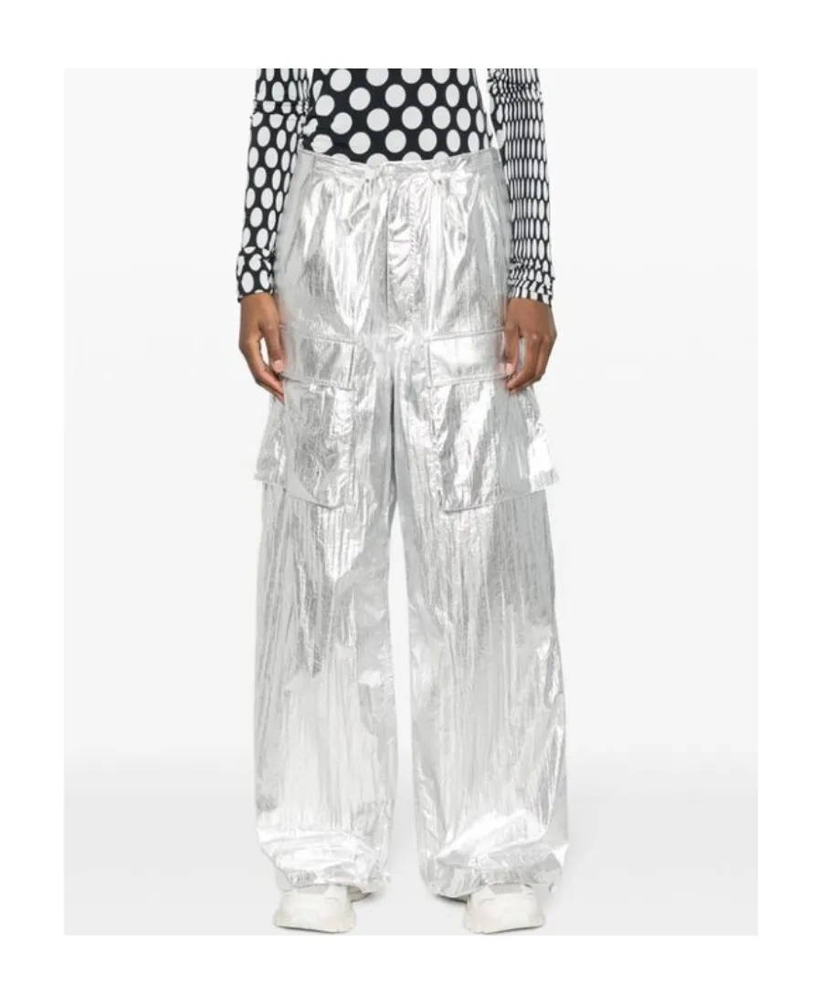 Drawstring-Fastening Metallic Trousers