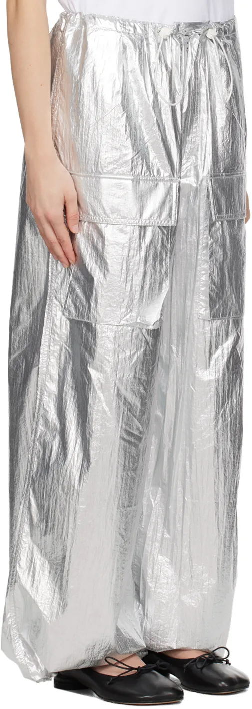Drawstring-Fastening Metallic Trousers