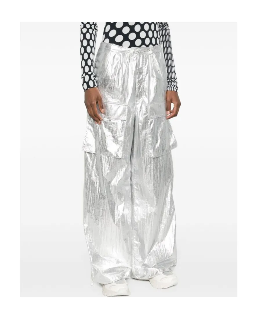 Drawstring-Fastening Metallic Trousers