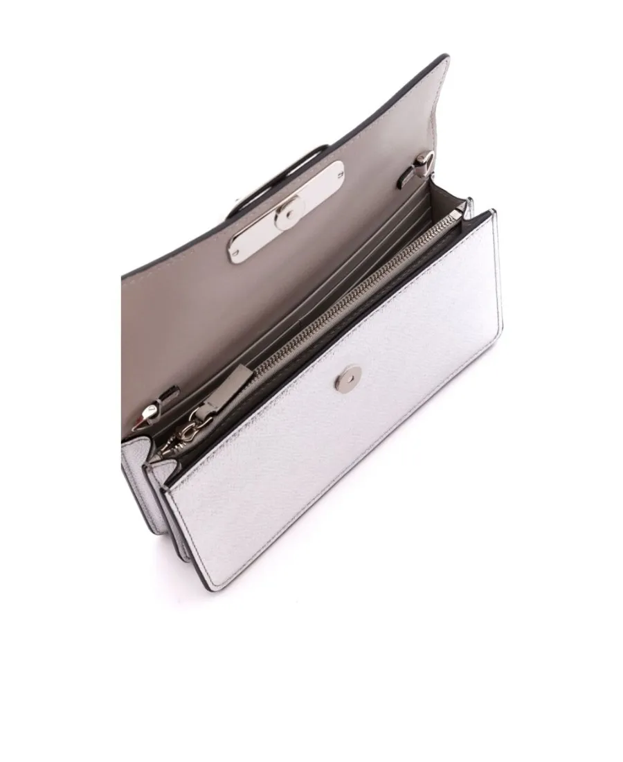 Valentino Vlogo Signature Metallic Effect Foldover Top Wallet