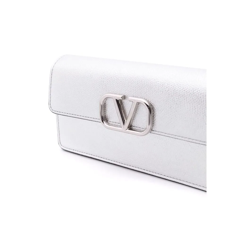 Valentino Vlogo Signature Metallic Effect Foldover Top Wallet
