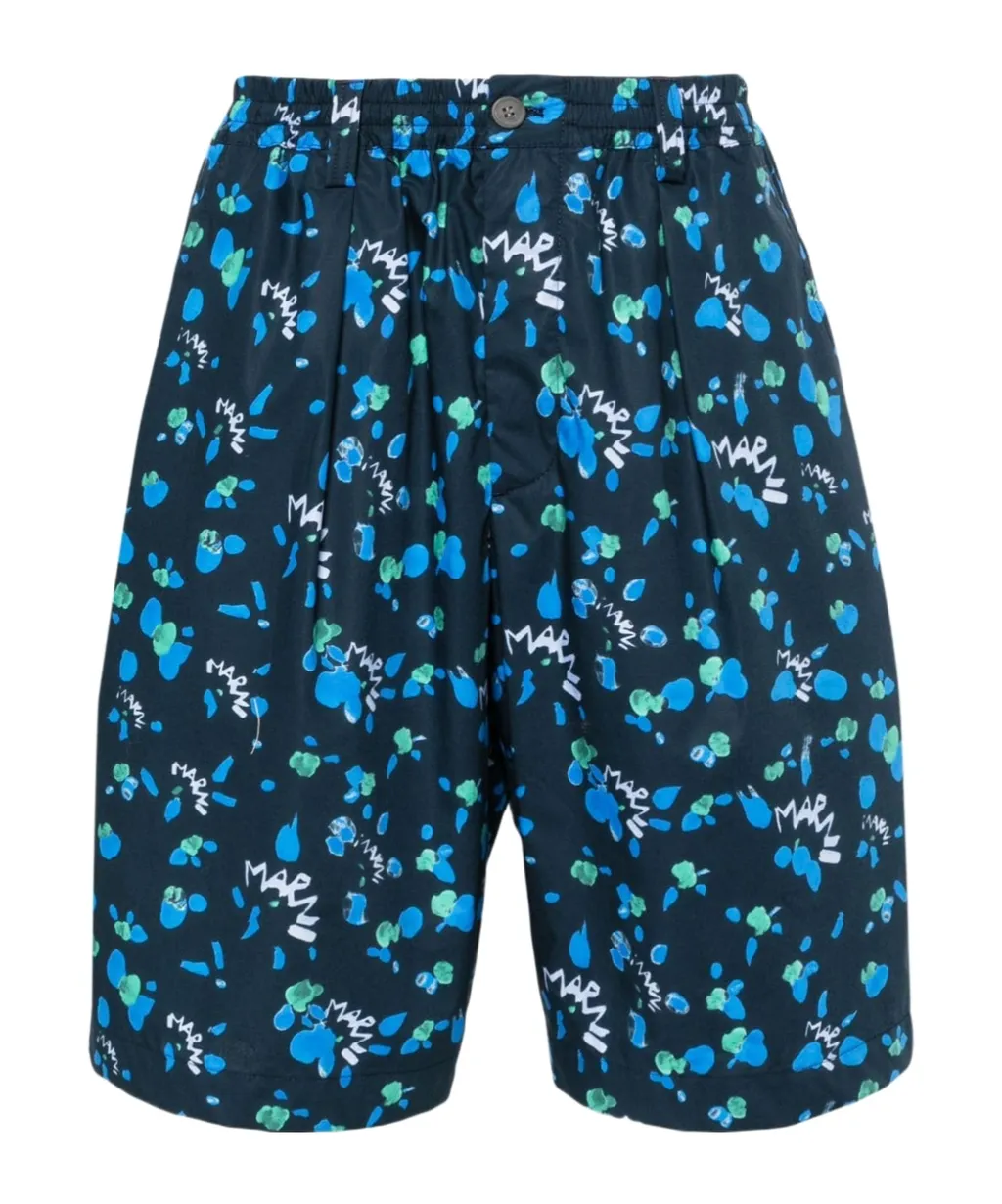Marni Allover Abstract-Print Deck Shorts