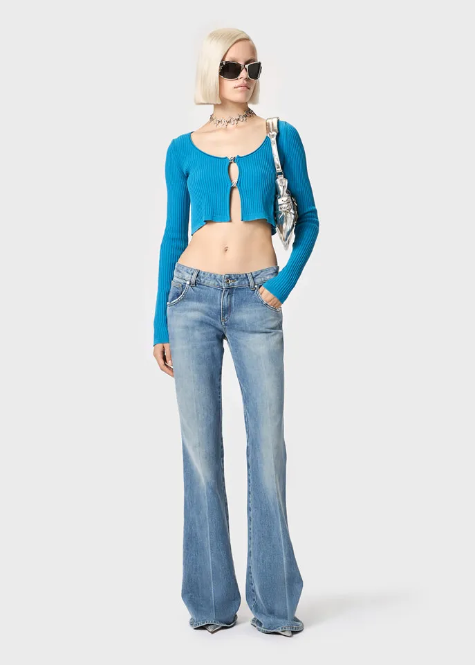 Flared-Leg Cotton Jeans