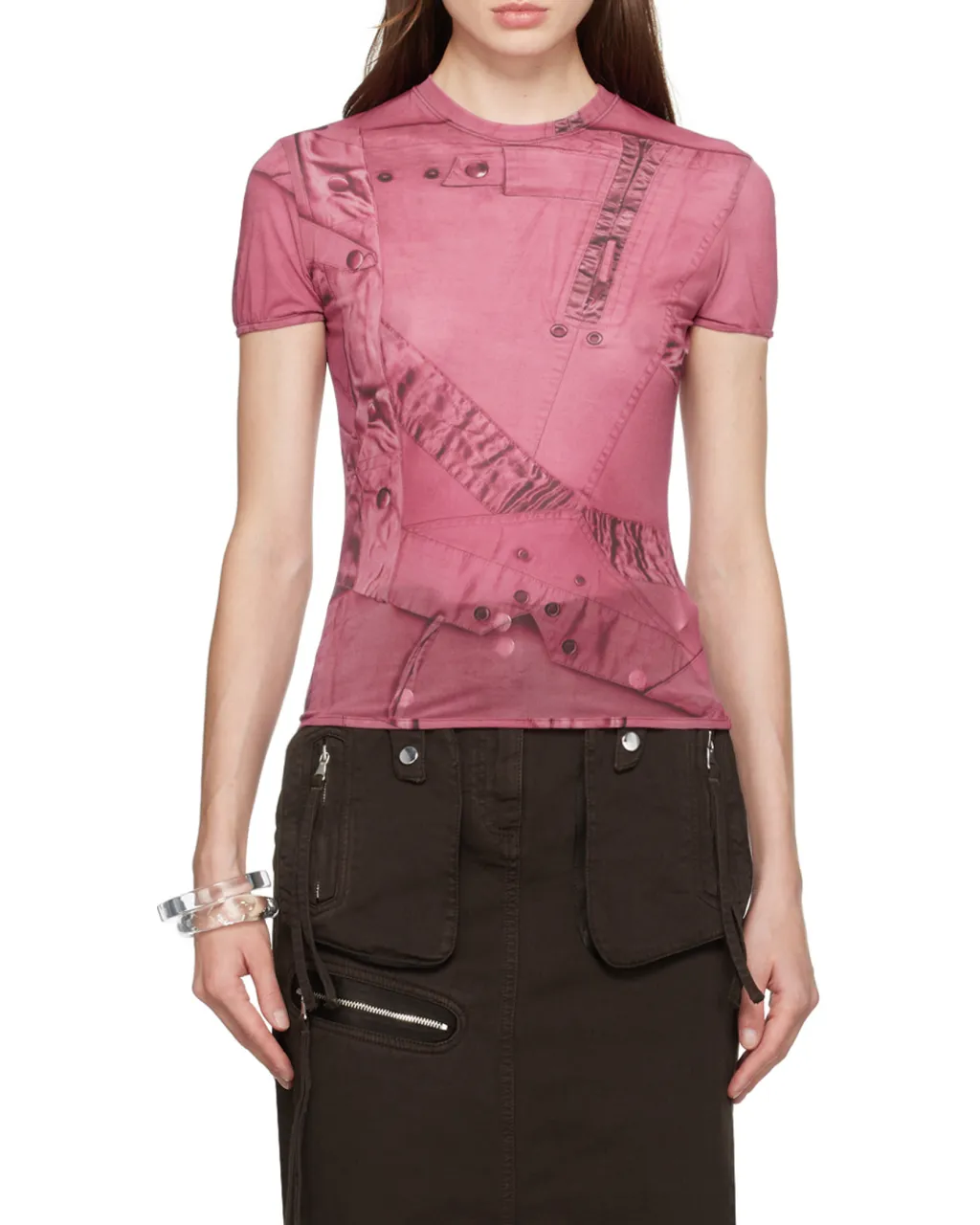 Graphic-Print Semi-Sheer T-Shirt