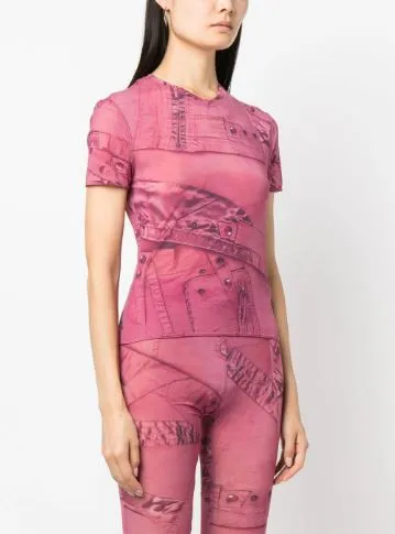 Graphic-Print Semi-Sheer T-Shirt