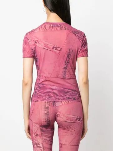 Graphic-Print Semi-Sheer T-Shirt