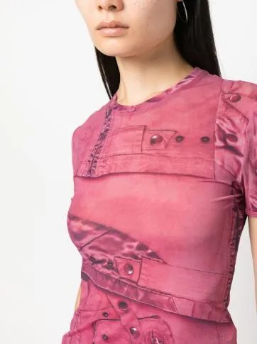 Graphic-Print Semi-Sheer T-Shirt