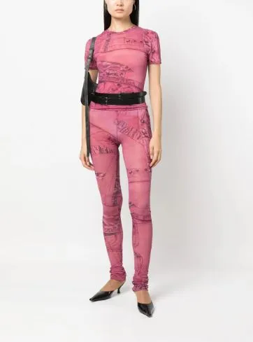 Graphic-Print Semi-Sheer T-Shirt