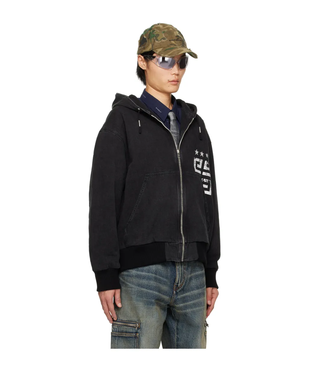 Logo Zipper Denim Coat