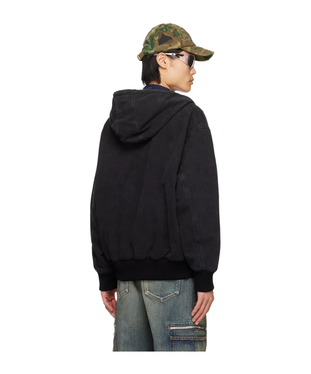 Logo Zipper Denim Coat