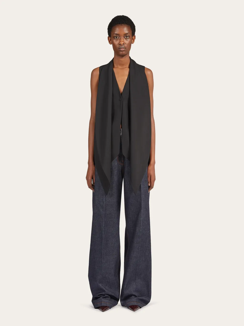 Salvatore Ferragamo Pointed Hem Straight Cut Back Waistcoat