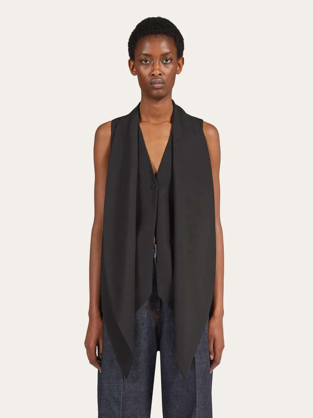 Salvatore Ferragamo Pointed Hem Straight Cut Back Waistcoat