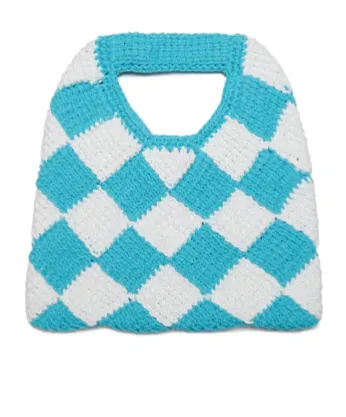Marni Kids Logo Patch Checked Crochet Shoulder Bag