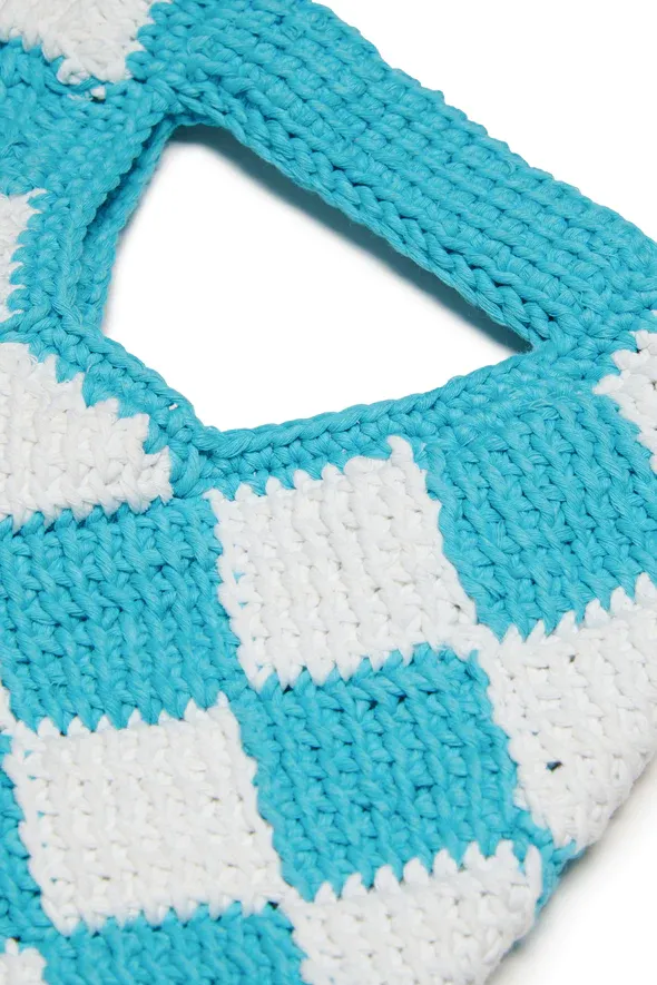 Marni Kids Logo Patch Checked Crochet Shoulder Bag