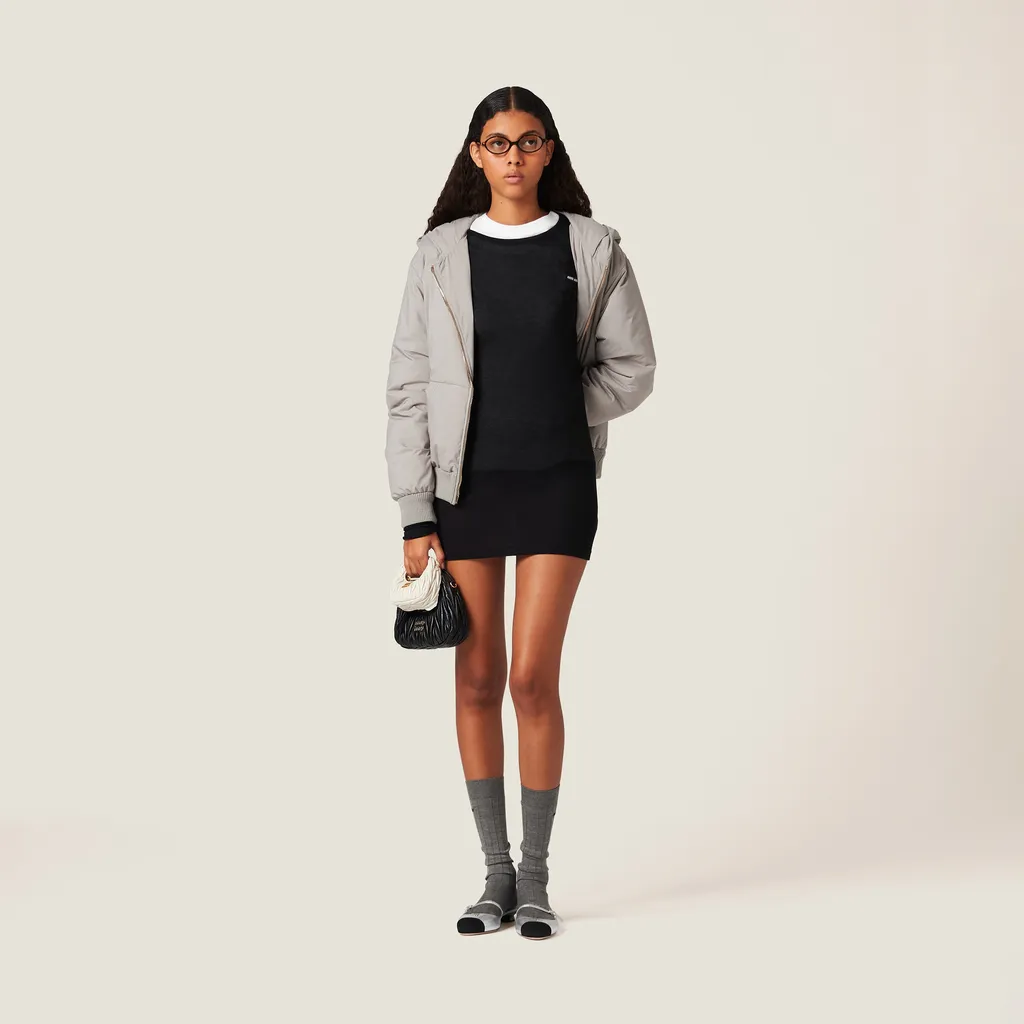Miu Miu Logo-Patch Long-Sleeved Dress