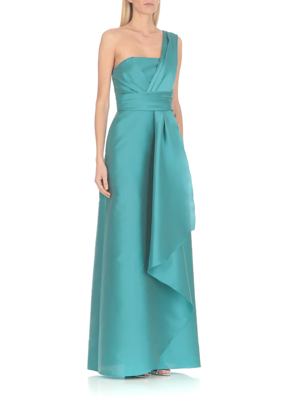 Asymmetrical Pleated Shoulder Dress