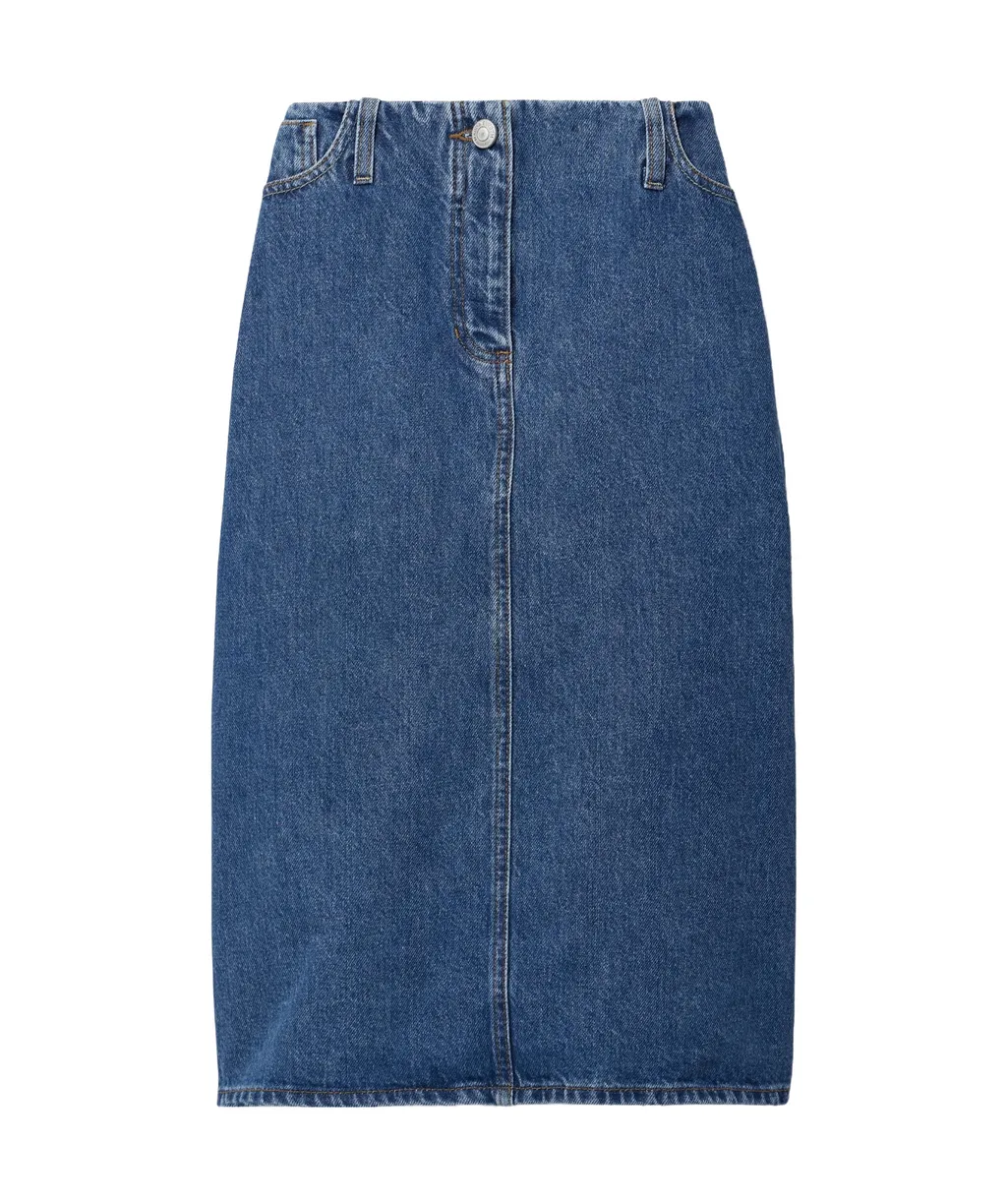 Magda Butrym Straight Hem Midi Denim Pencil Skirt