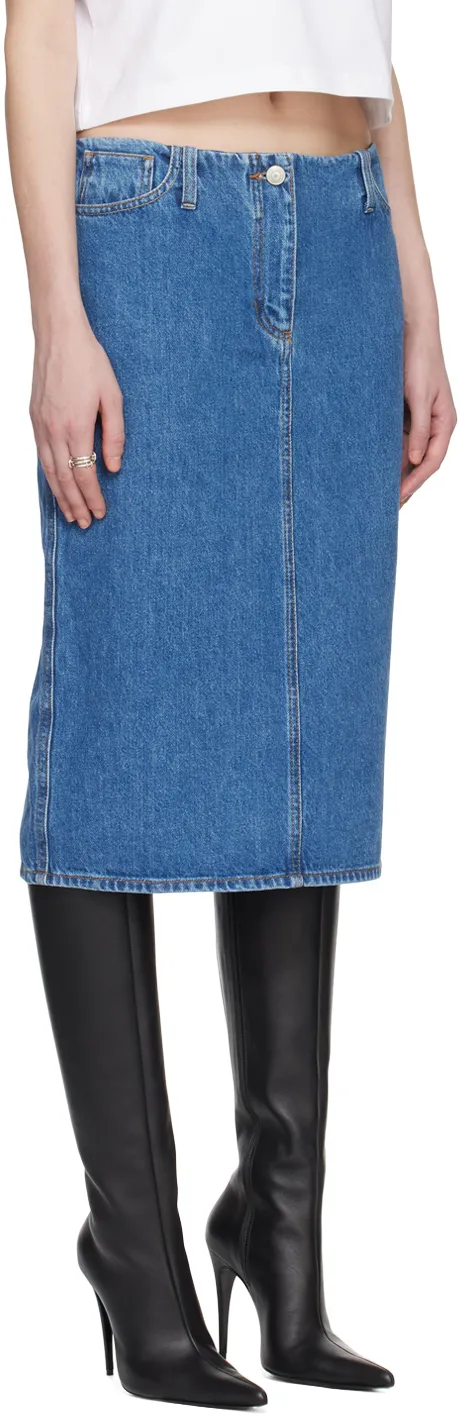 Magda Butrym Straight Hem Midi Denim Pencil Skirt