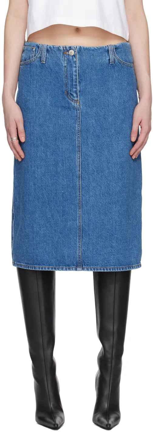 Magda Butrym Straight Hem Midi Denim Pencil Skirt