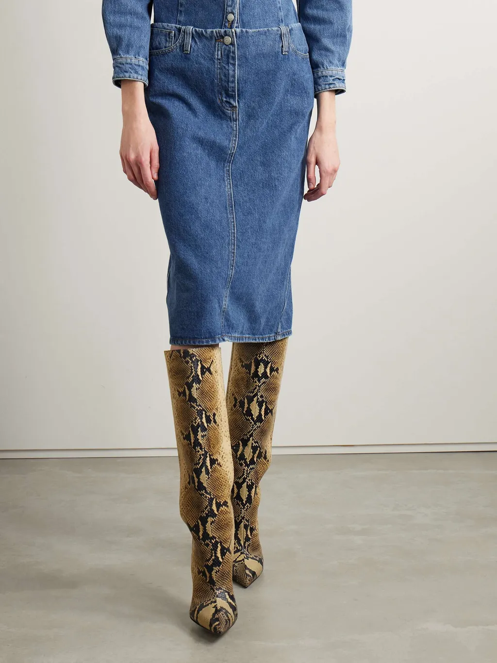 Magda Butrym Straight Hem Midi Denim Pencil Skirt