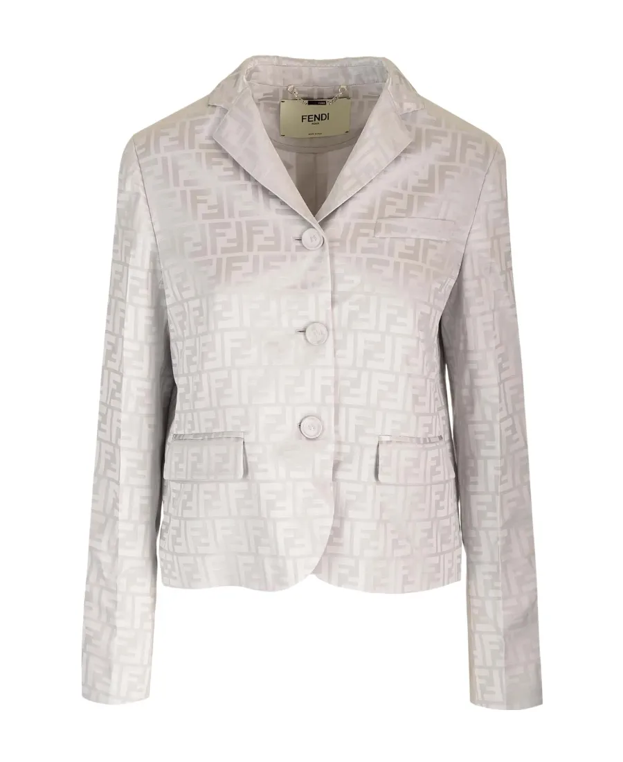 Fendi Single-Breasted Ff Jacquard Satin Jacket