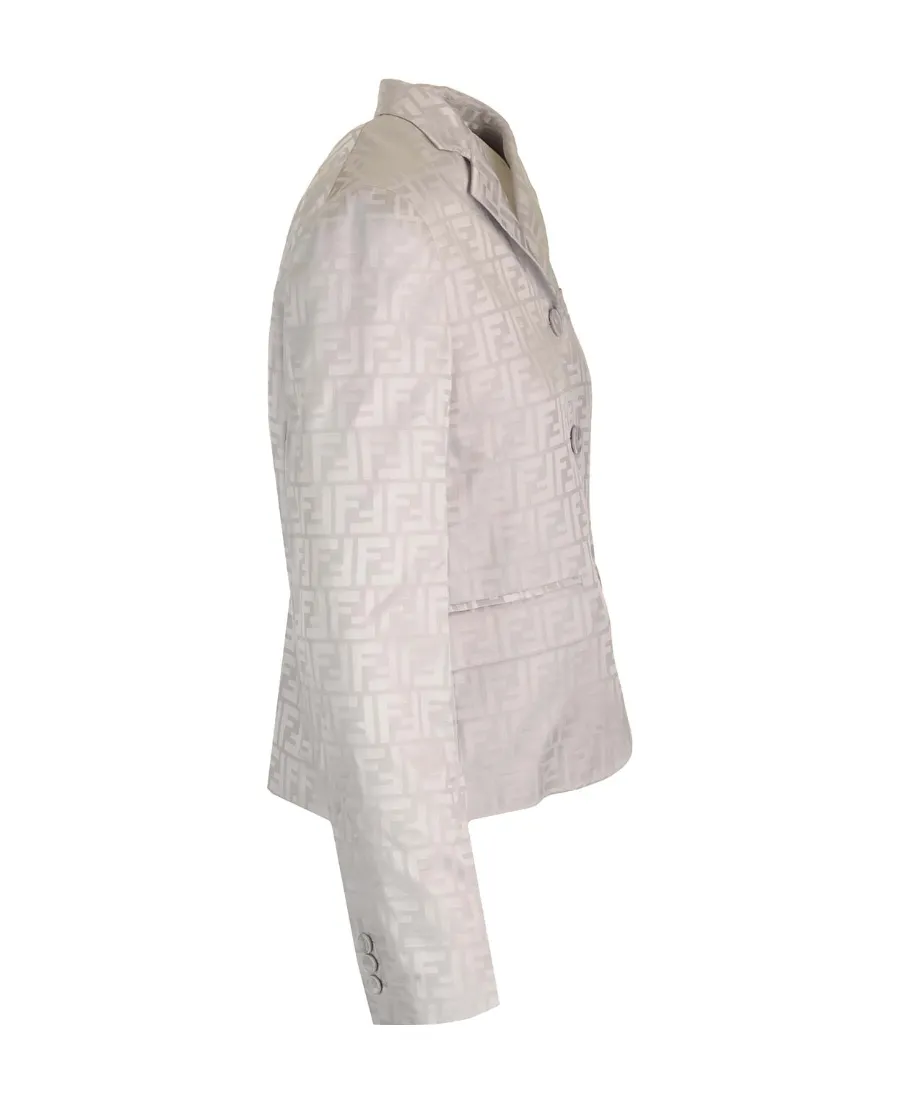 Fendi Single-Breasted Ff Jacquard Satin Jacket