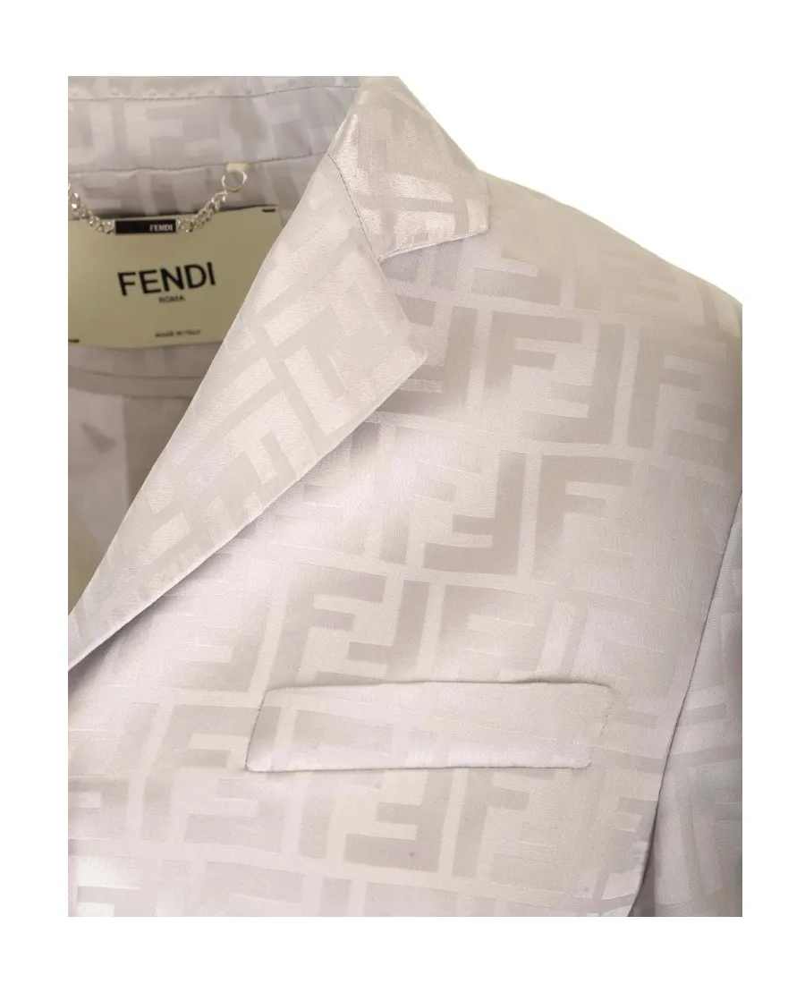 Fendi Single-Breasted Ff Jacquard Satin Jacket