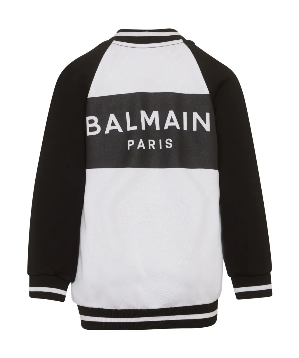 Balmain Kids Logo-Printed V-Neck Striped Cardigan