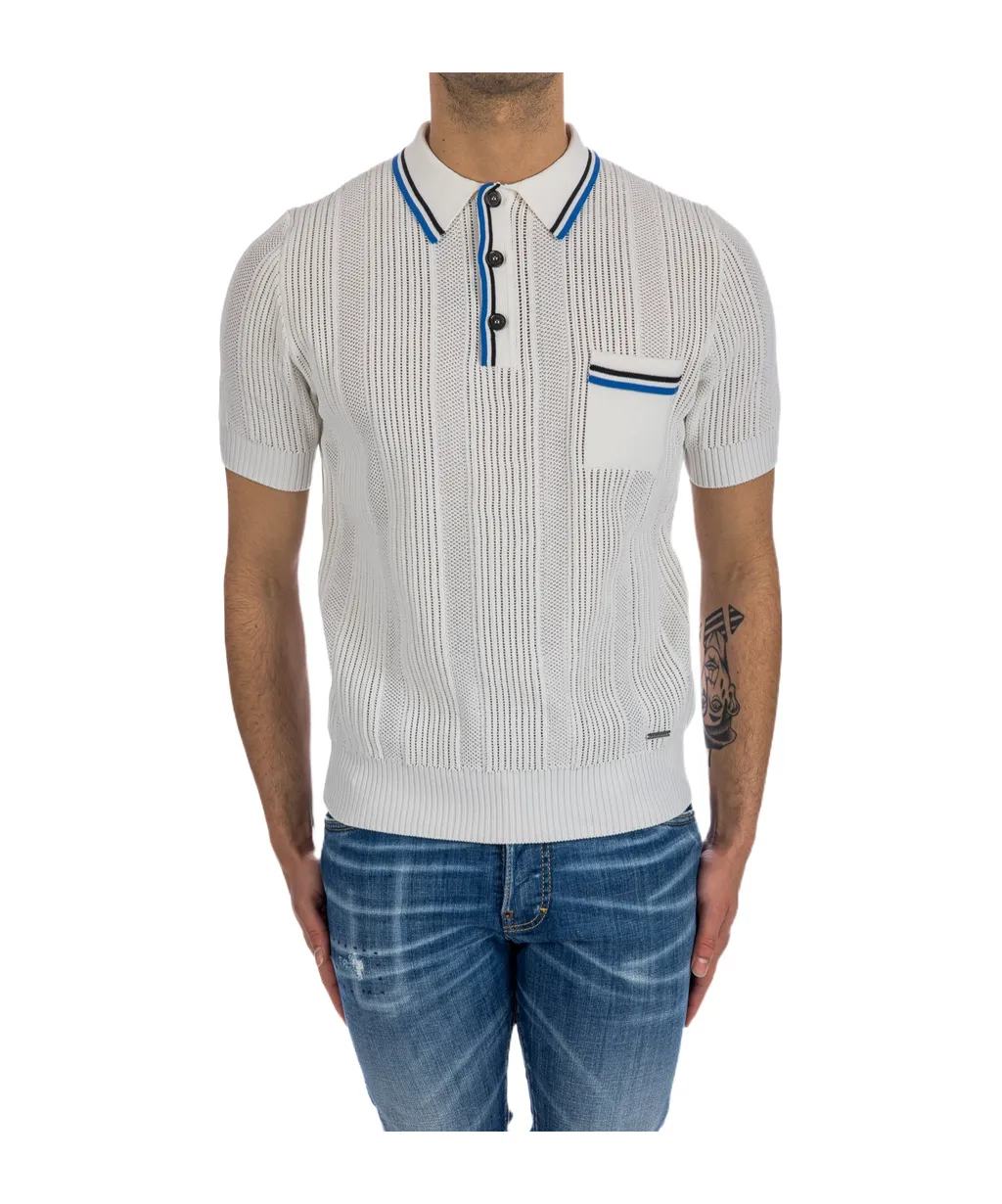 Open-Knit Polo Shirt