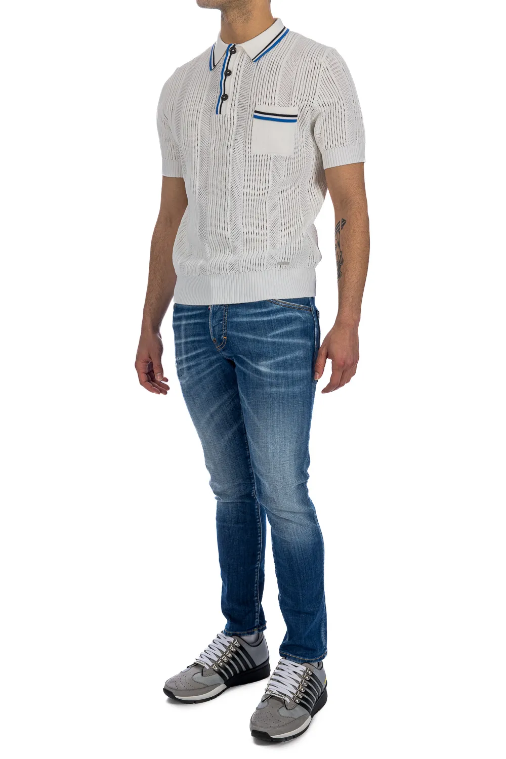 Open-Knit Polo Shirt