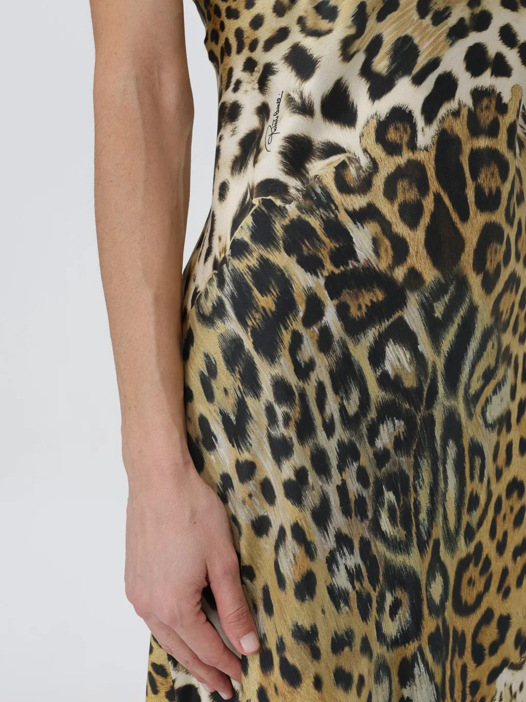 Roberto Cavalli Leopard Printed V-Neck Dress