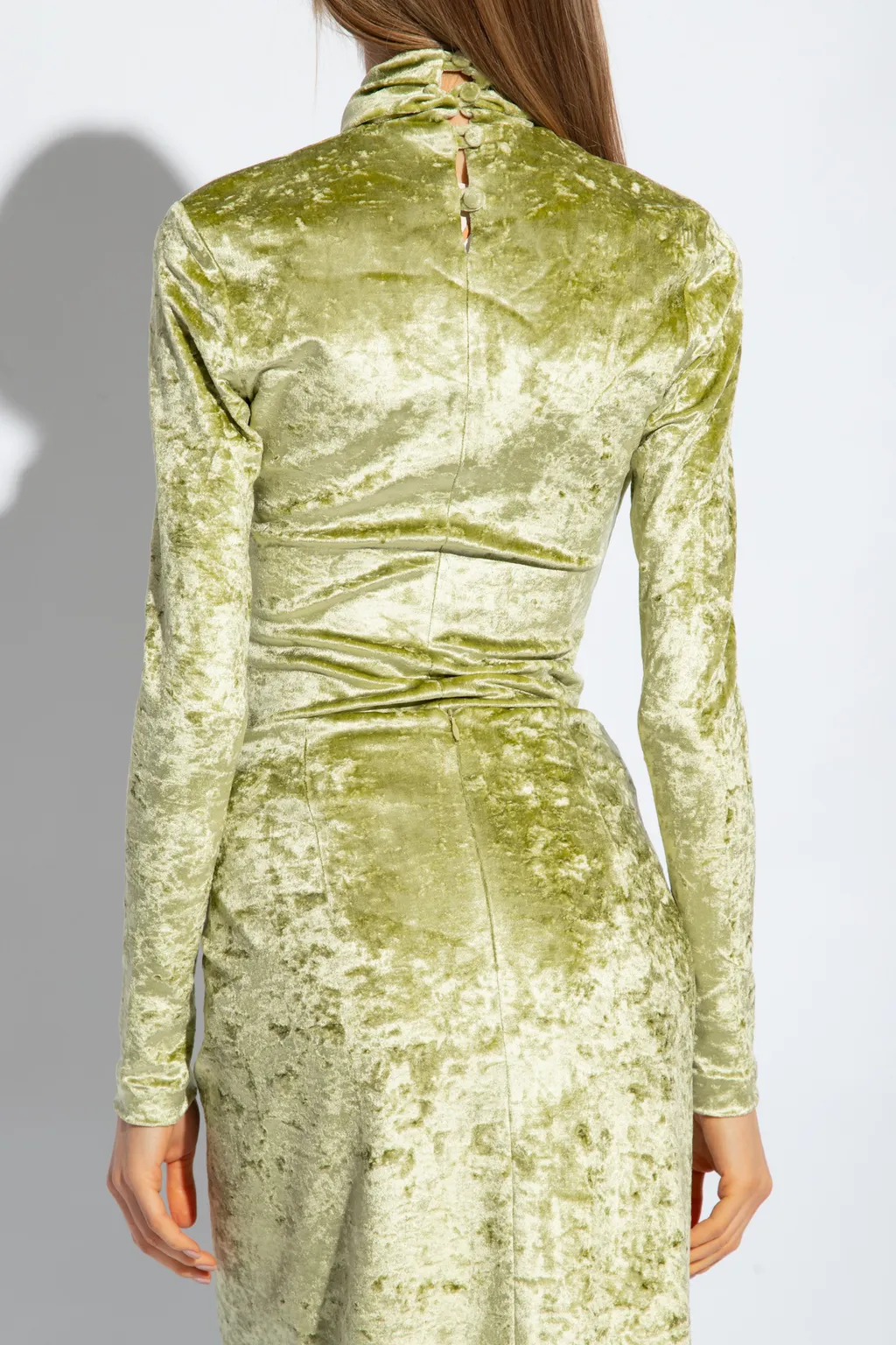 Nanushka Iride Twist-Front Crushed Velvet Top