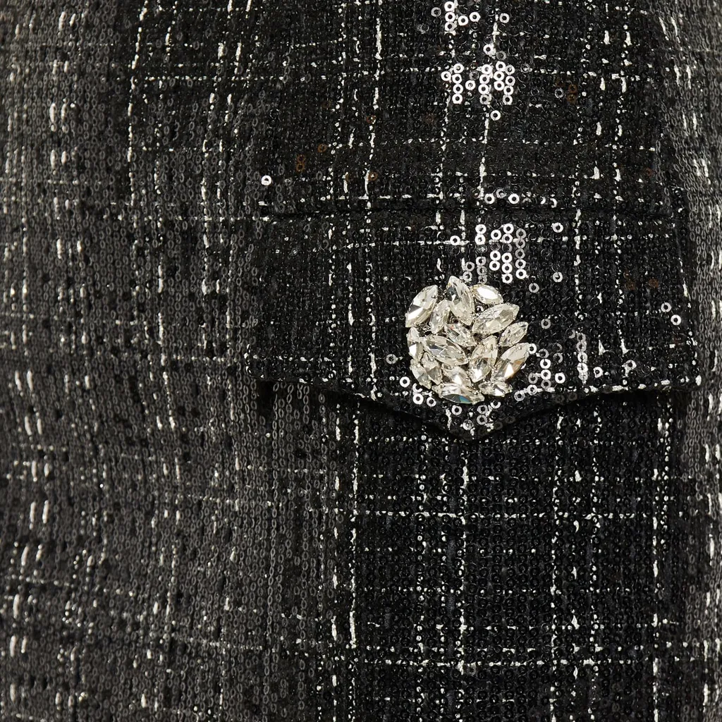 Balmain Frayed Hem Sequinned Tweed Miniskirt