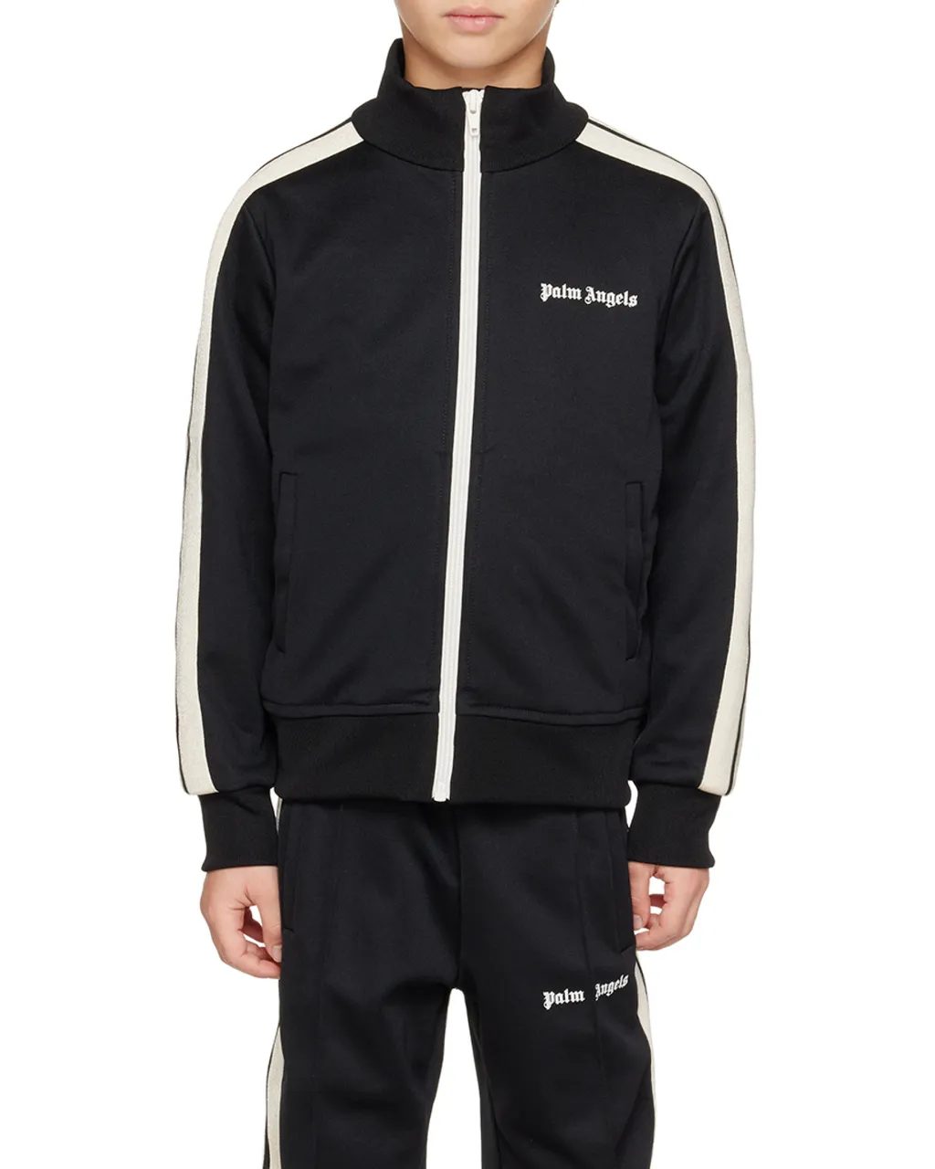 Palm Angels Kids Logo Printed Zipped Track Jacket