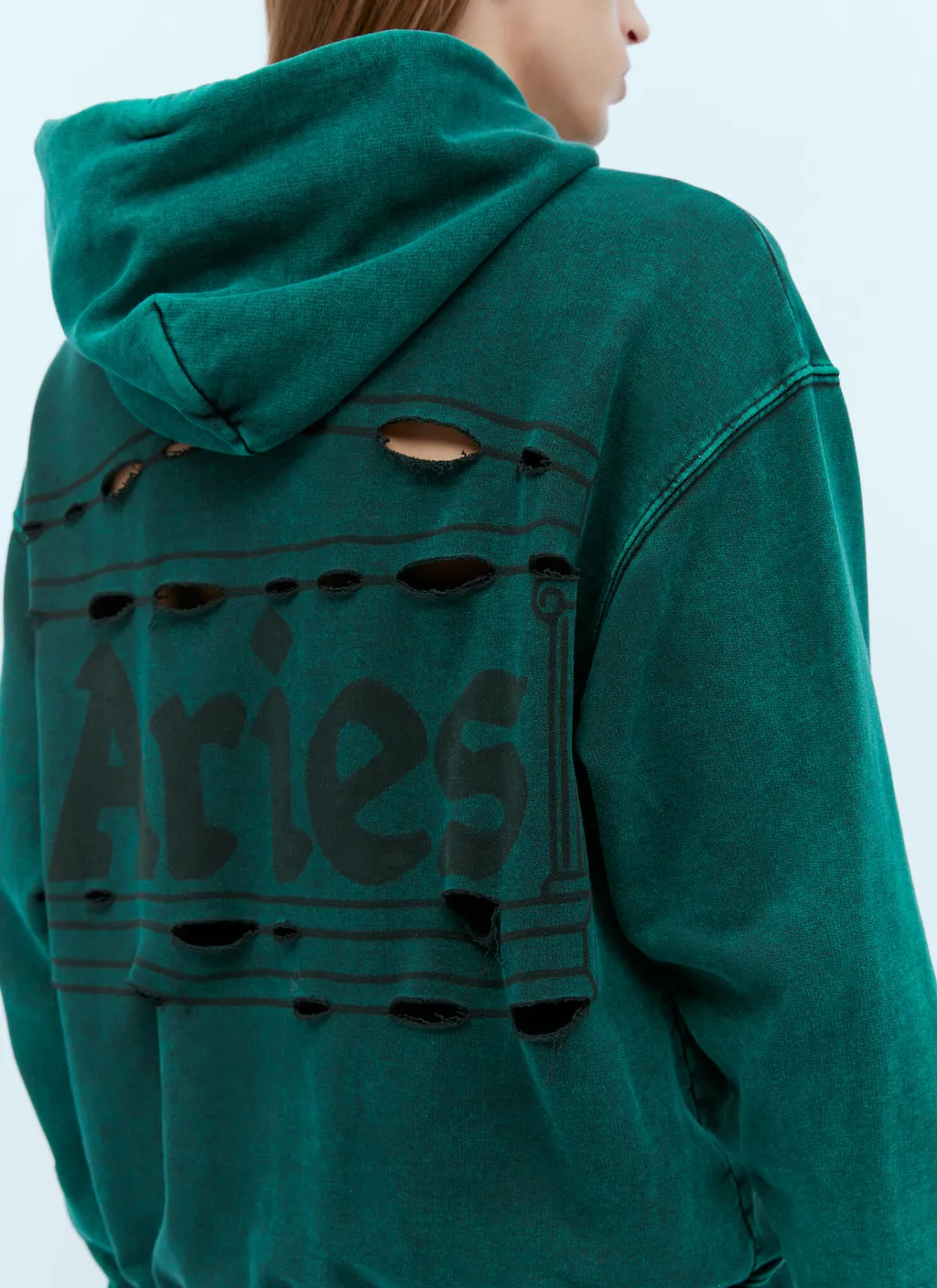 Logo-Print Distressed-Finish Cotton Hoodie