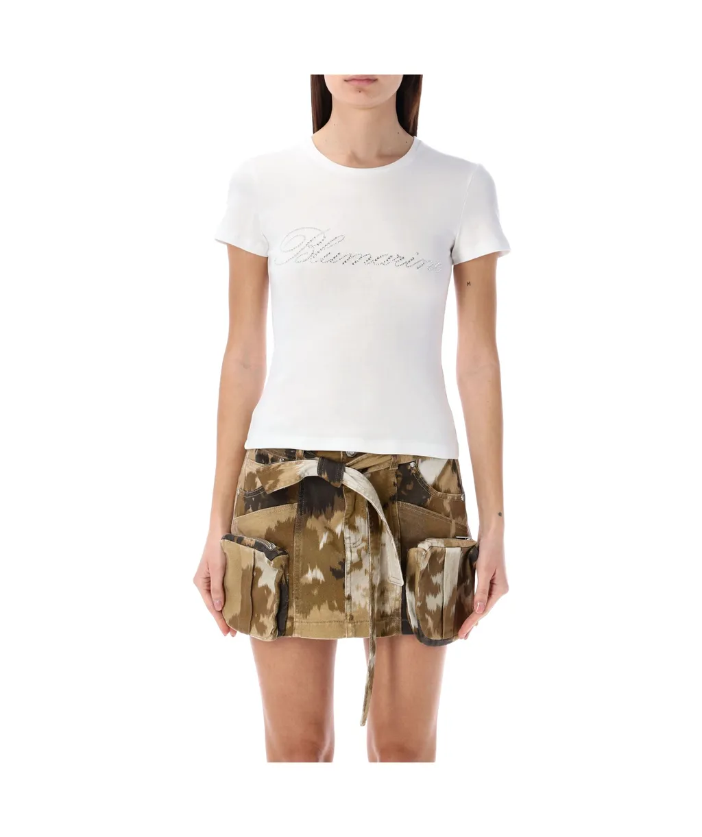 Blumarine Logo Embellished Crewneck T-Shirt