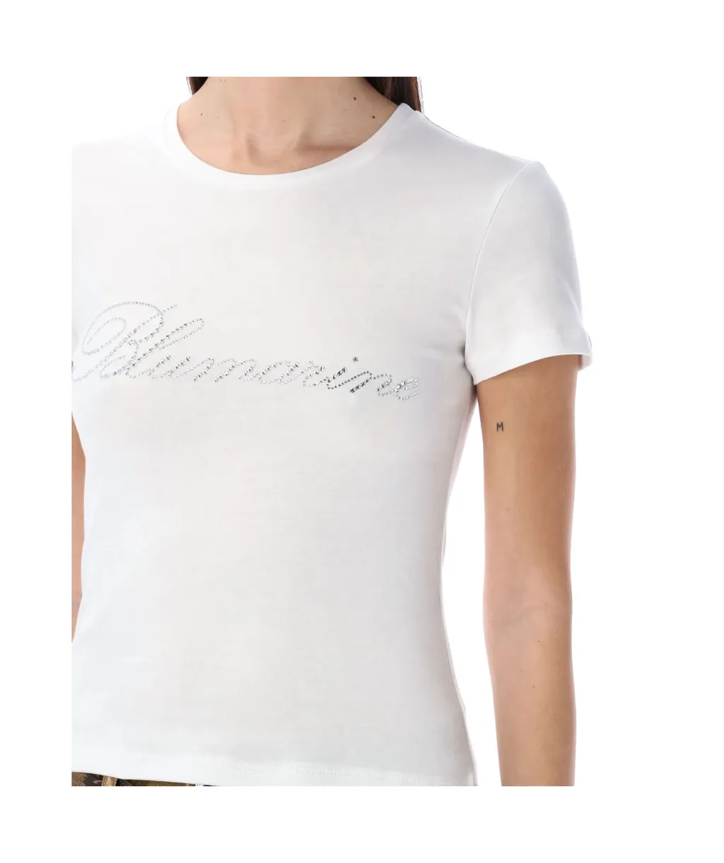 Blumarine Logo Embellished Crewneck T-Shirt