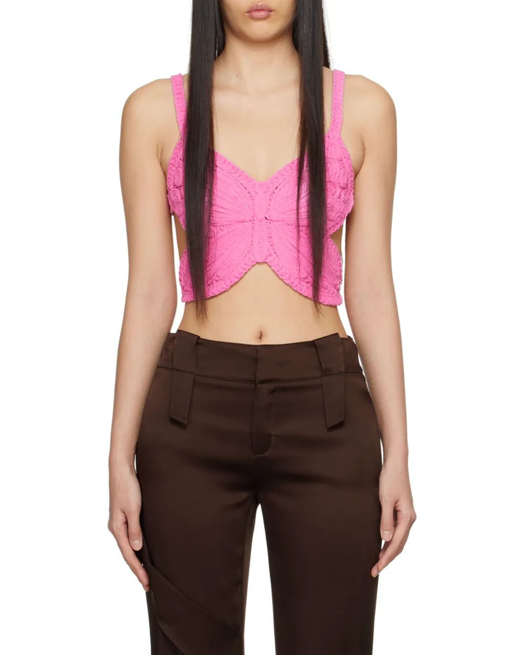 Blumarine Butterfly Cut-Out Detailed Cropped Top