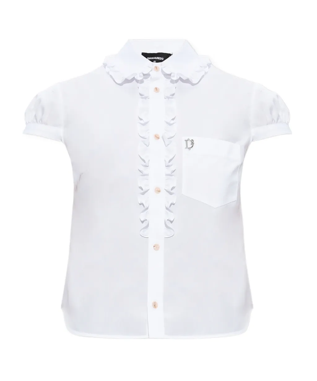 Dsquared2 Logo Plaque Cropped Shirt