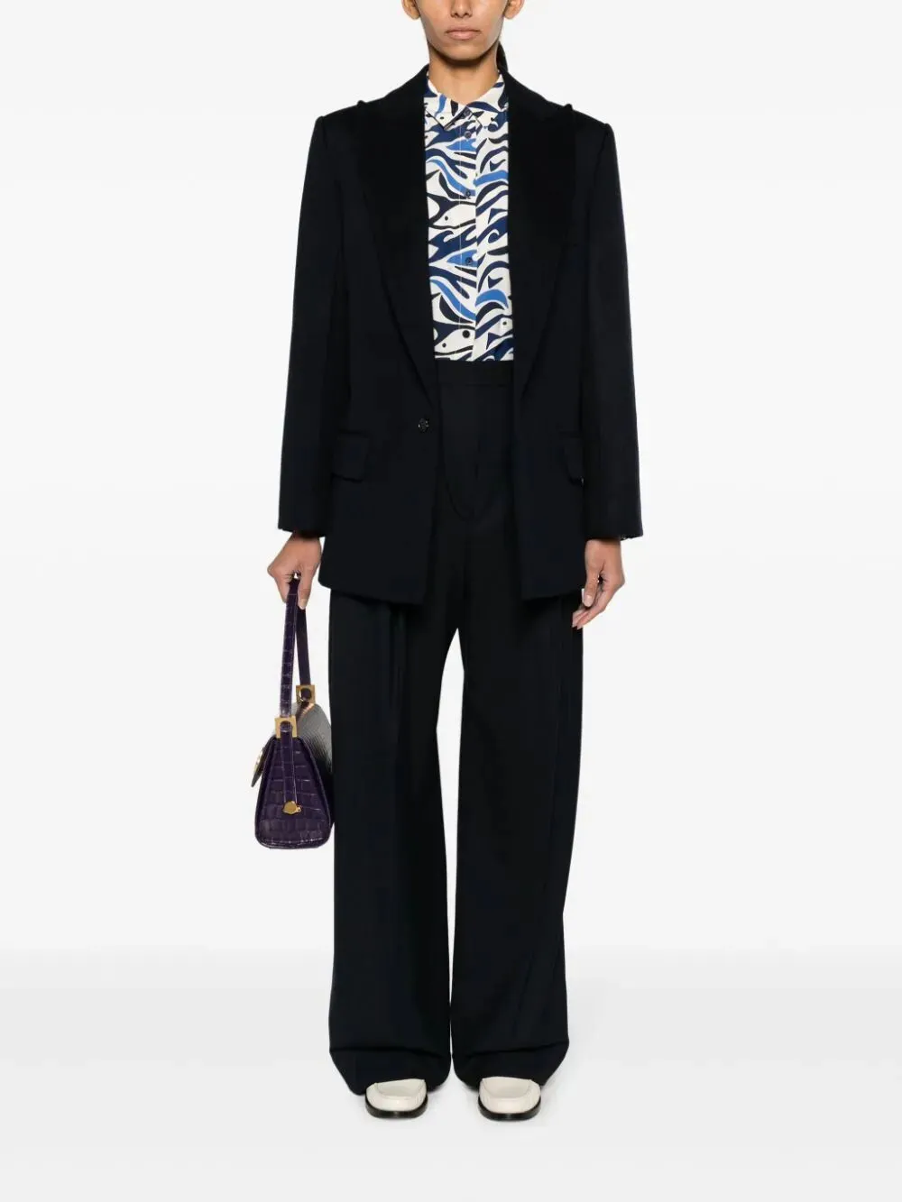 Peak-Lapels Single-Breasted Blazer