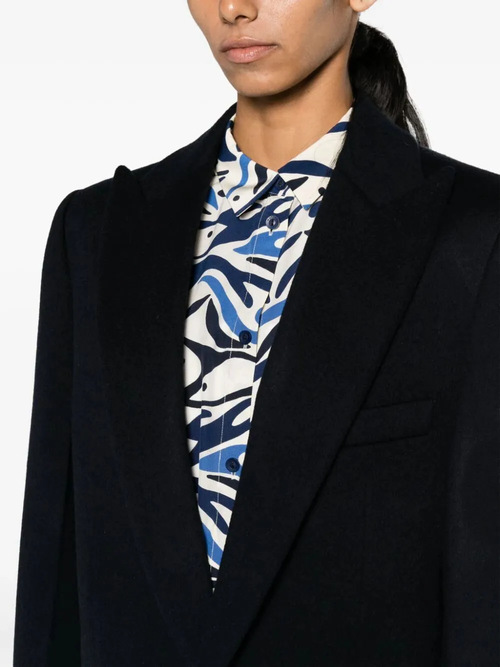 Peak-Lapels Single-Breasted Blazer