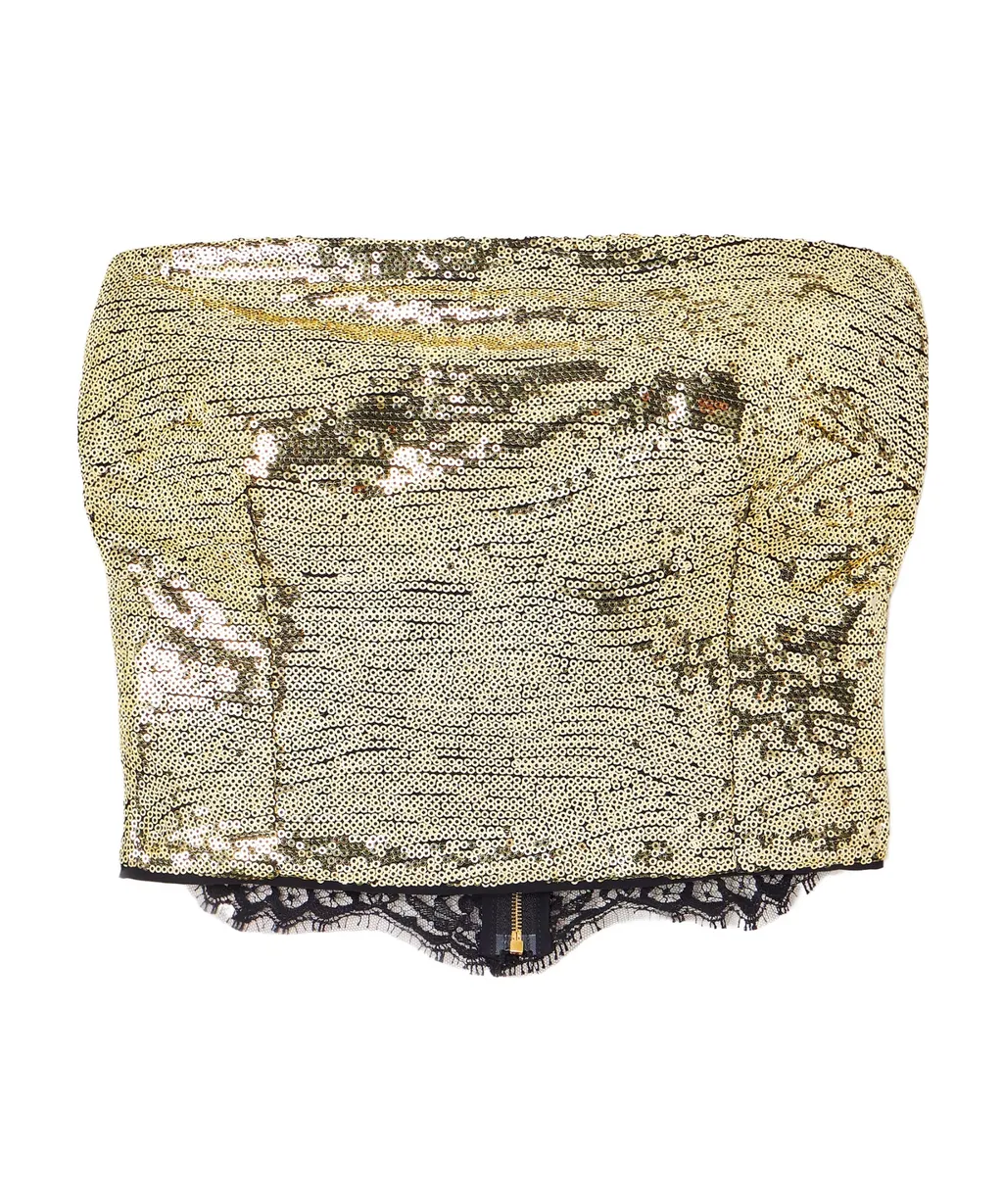 Sequin-Embellished Strapless Top