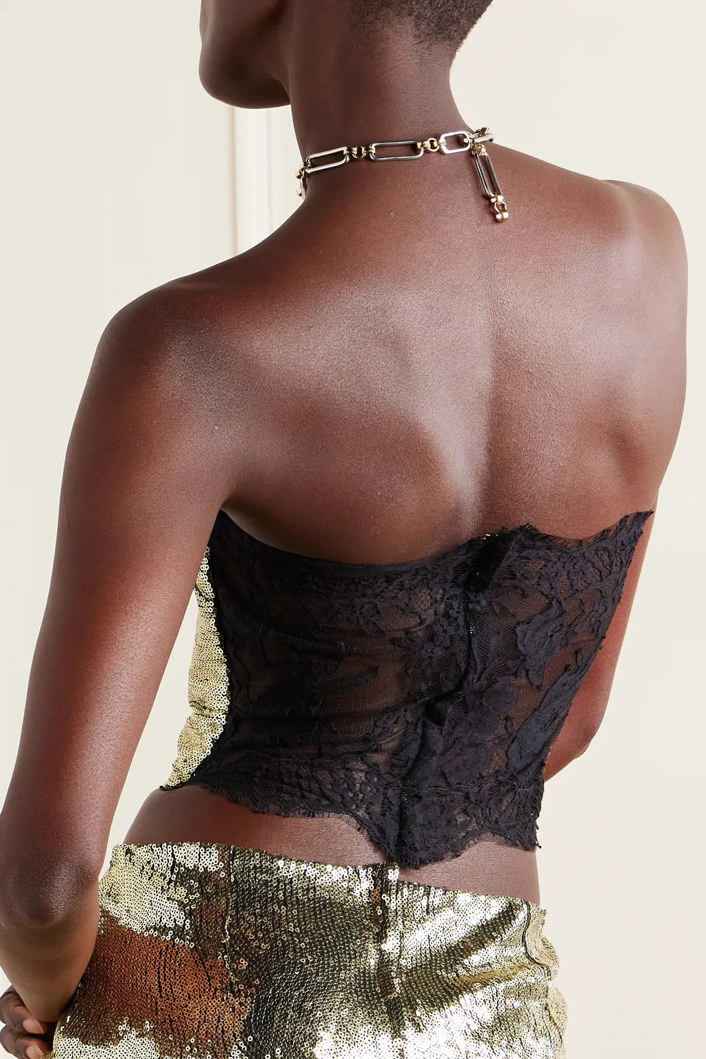Sequin-Embellished Strapless Top