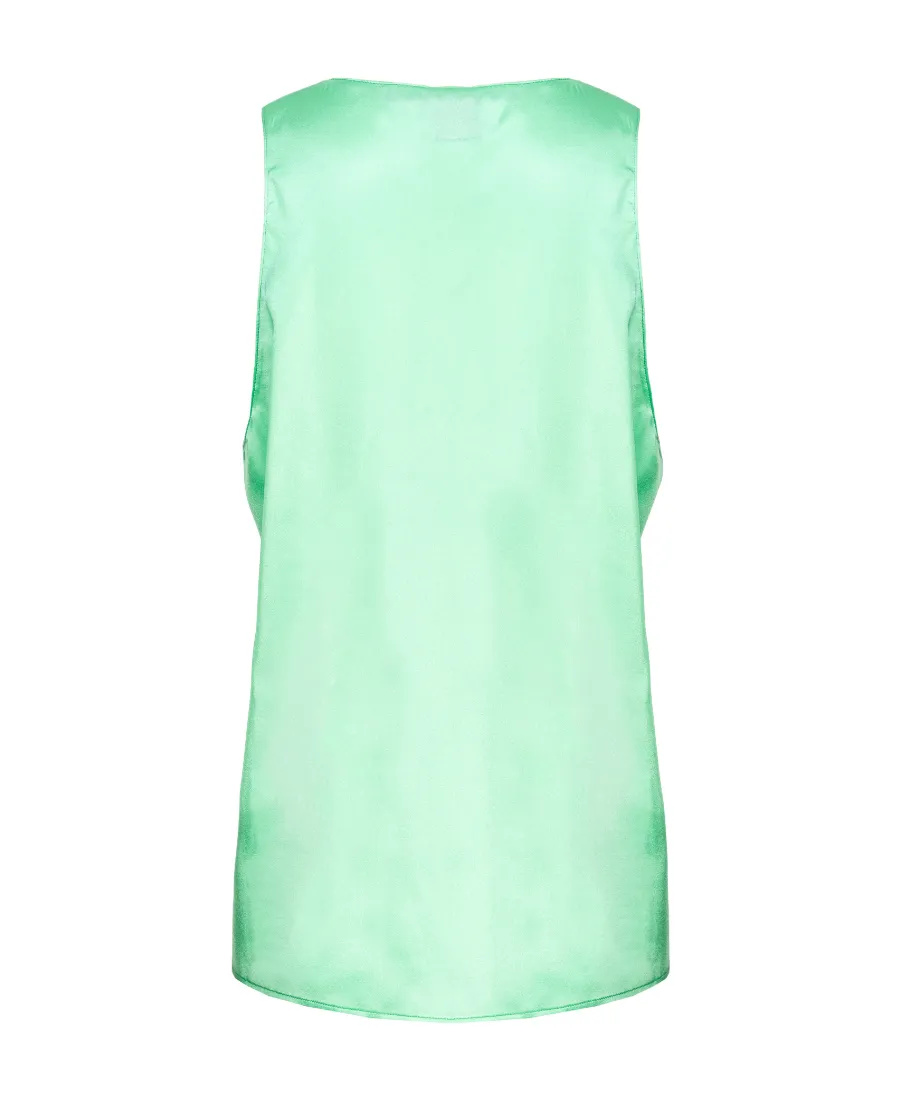 Pinko V-Neck Satin Sleeveless Top