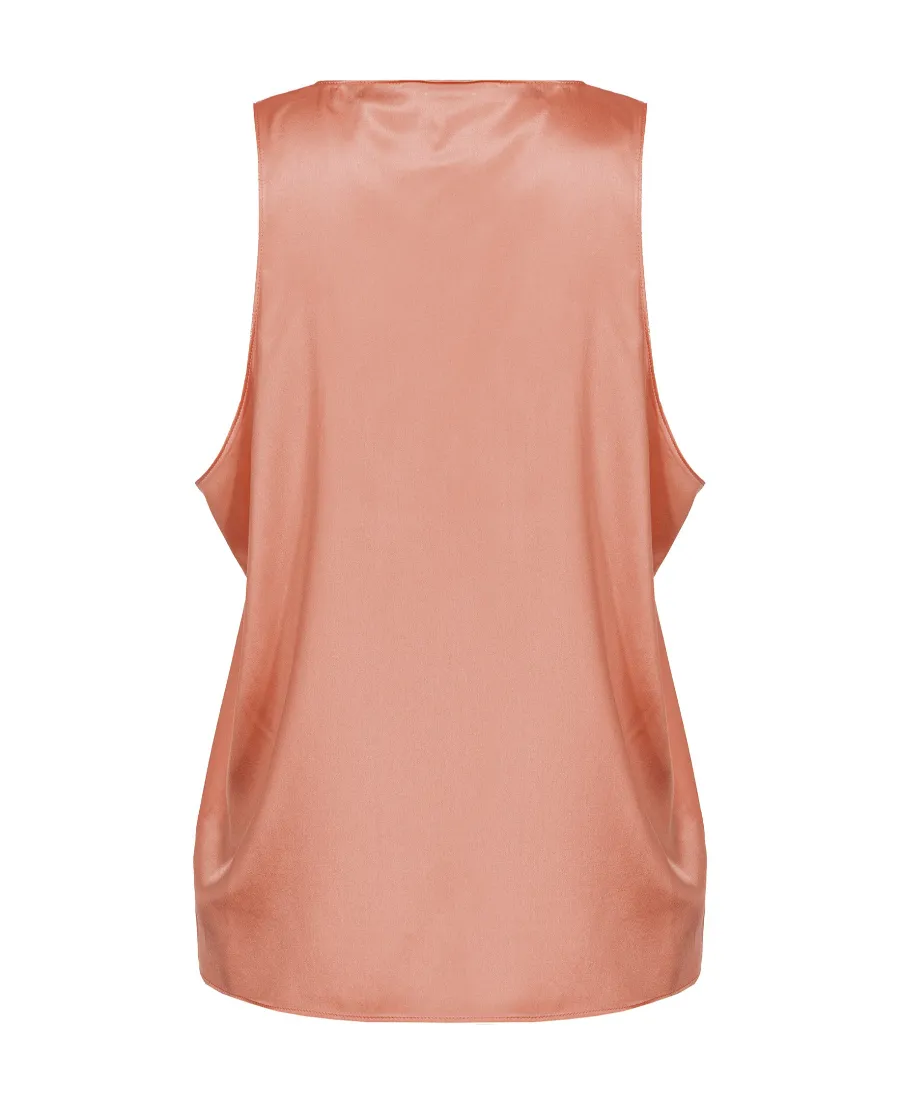 Pinko V-Neck Satin Sleeveless Top