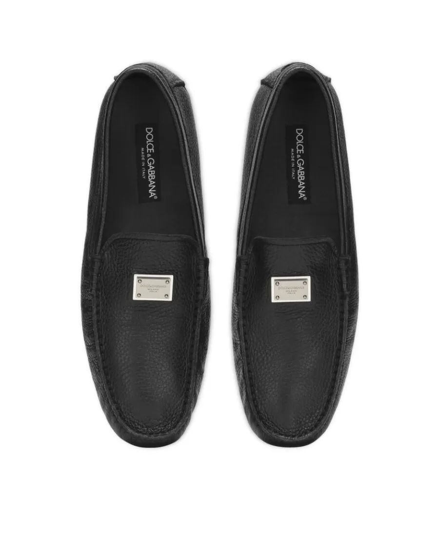 Dolce & Gabbana Logo Plaque Almond Toe Loafers